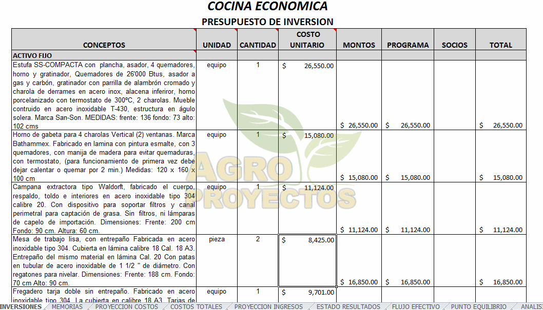 Cocina Economica - Corridas Financieras en Excel